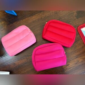 Sephora Set of Three Quilted Cosmetic Bags in Pinks and Red